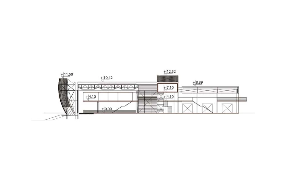 Projekt salonu samochodowego K-63, piętrowy, bez podpiwniczenia, bez garażu - przekrój A-A