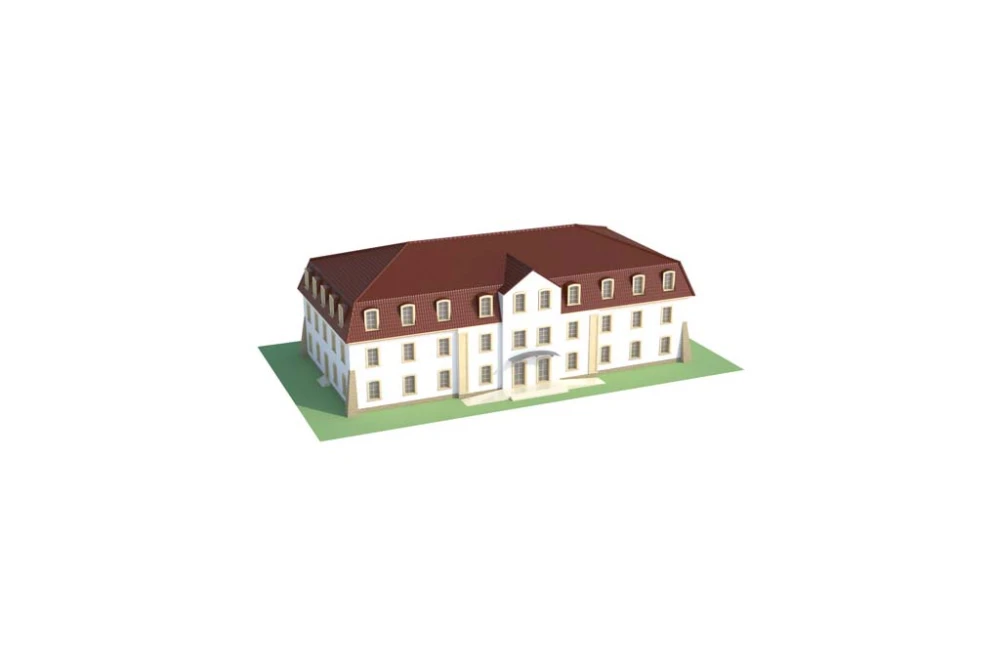 Projekt hotelu K-74, dwupiętrowy, podpiwniczony, bez garażu - model