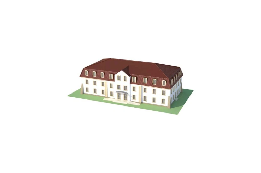 Projekt hotelu LK-74, dwupiętrowy, podpiwniczony, bez garażu - model