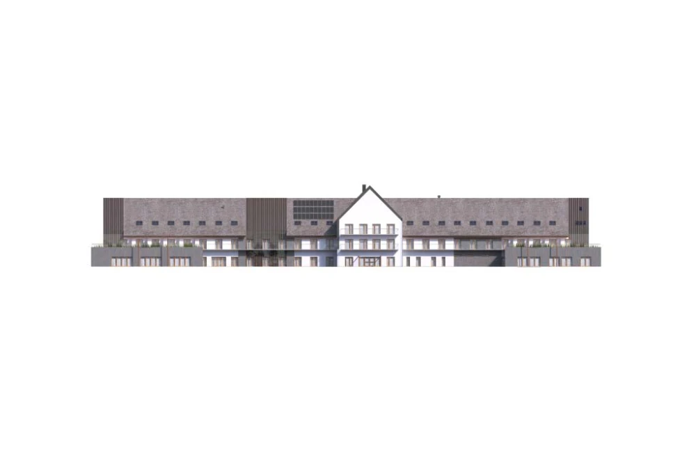 Projekt hotelu K-81, niepodpiwniczony, trzykondygnacyjny, ze strychem - elewacja frontowa