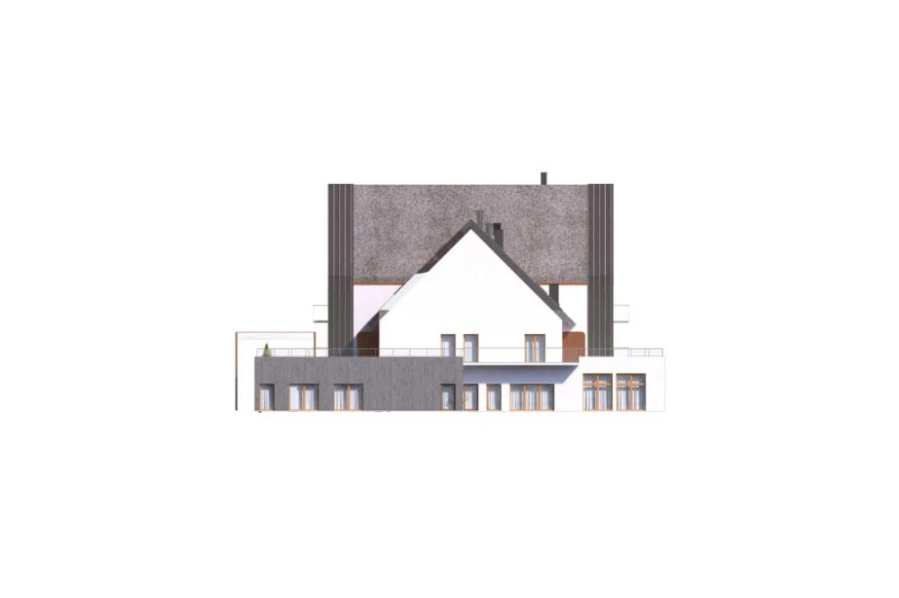 Projekt hotelu K-81, niepodpiwniczony, trzykondygnacyjny, ze strychem - elewacja prawa
