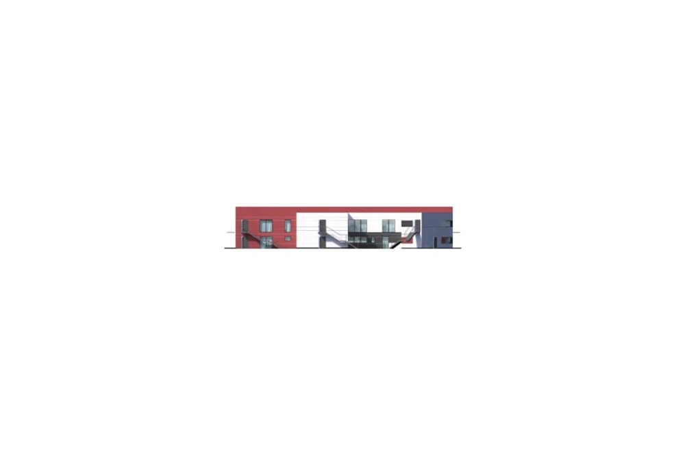 Projekt hotelu LK-96, dwukondygnacyjny, niepodpiwniczony, bez garażu - elewacja lewa