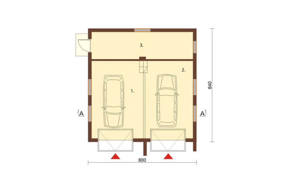 Projekt garażu dwustanowiskowego ZG-28, parterowy, bez podpiwniczenia - rzut parteru