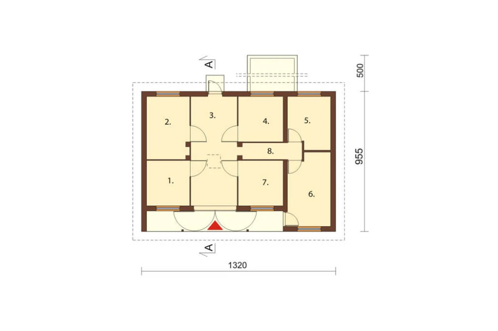 Projekt stajni ZG-56, parterowy, ze strychem, bez podpiwniczenia - rzut parteru