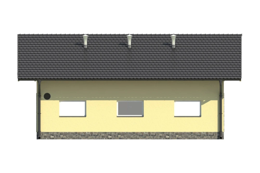 Projekt chlewni LZG-63, parterowy, niepodpiwniczony, bez poddasza - elewacja ogrodowa