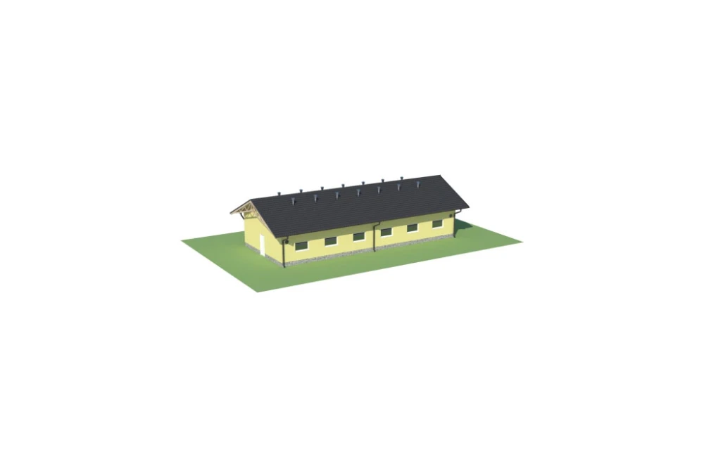 Projekt tuczarni ZG-70, parterowy, niepodpiwniczony, bez poddasza - model
