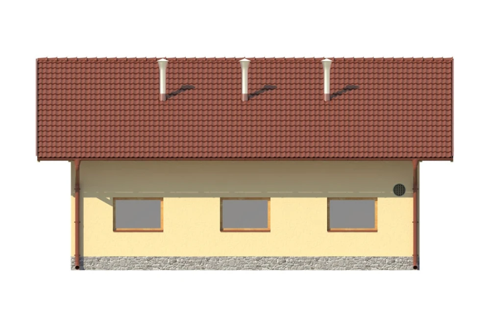 Projekt tuczarni ZG-76, parterowy, niepodpiwniczony, bez poddasza - elewacja lewa