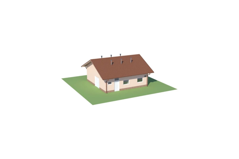 Projekt obory ZG-77, parterowy, niepodpiwniczony, bez poddasza - model