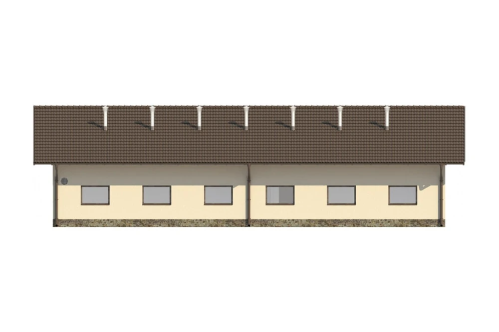 Projekt chlewni ZG-81, parterowy niepodpiwniczony, bez poddasza - elewacja ogrodowa