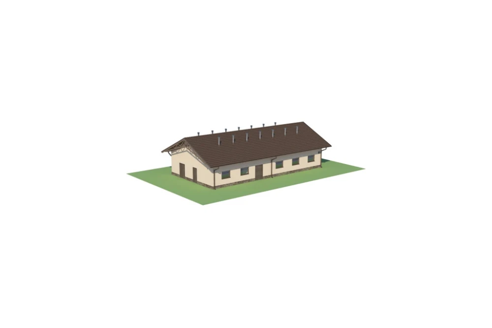 Projekt chlewni ZG-81, parterowy niepodpiwniczony, bez poddasza - model