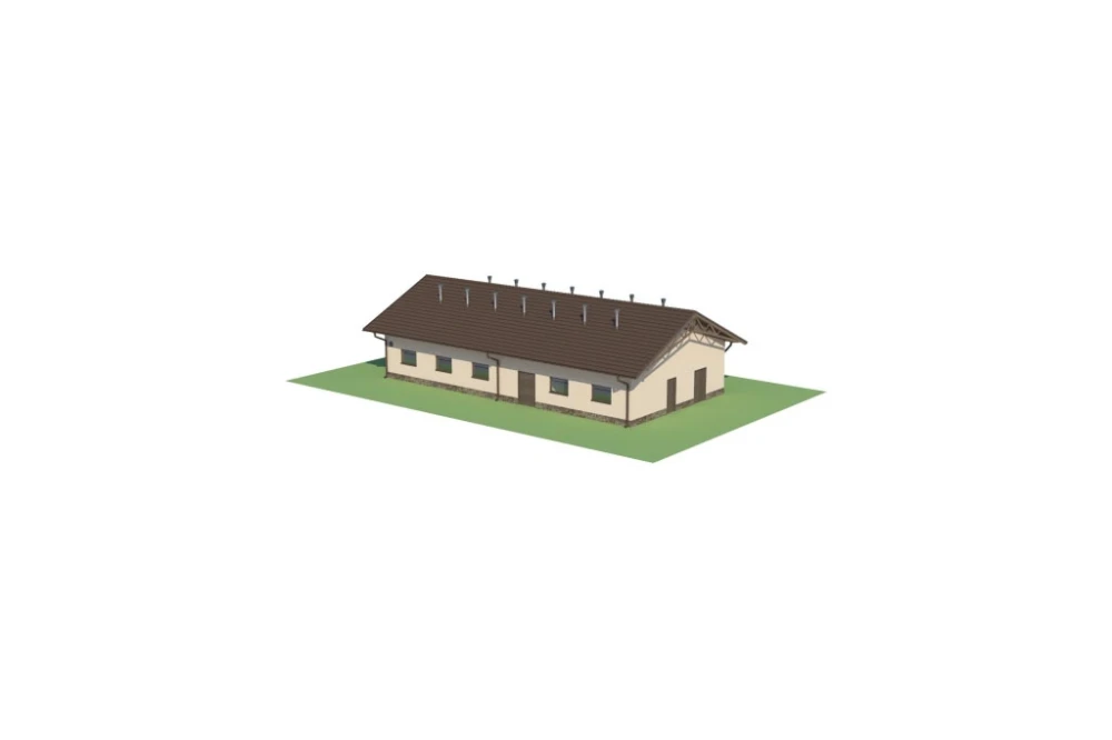 Projekt chlewni LZG-81, parterowy niepodpiwniczony, bez poddasza - model