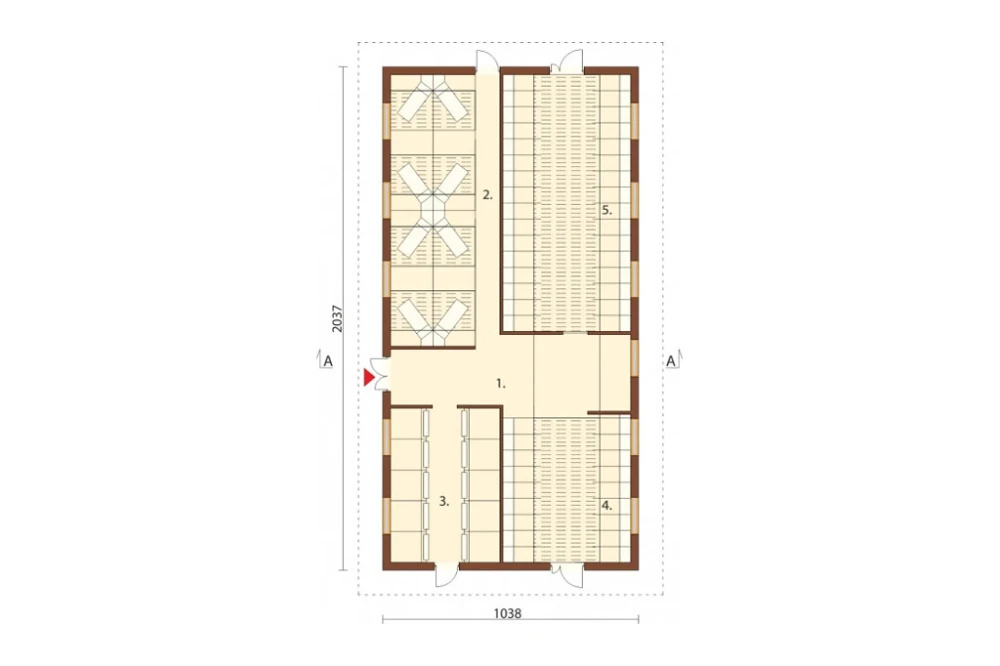 Projekt chlewni LZG-81, parterowy niepodpiwniczony, bez poddasza - rzut parteru