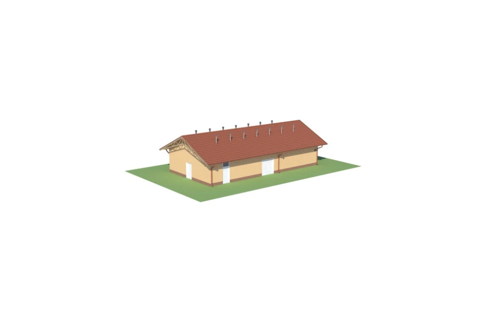 Projekt stajni ZG-84,  parterowy, niepodpiwniczony - model