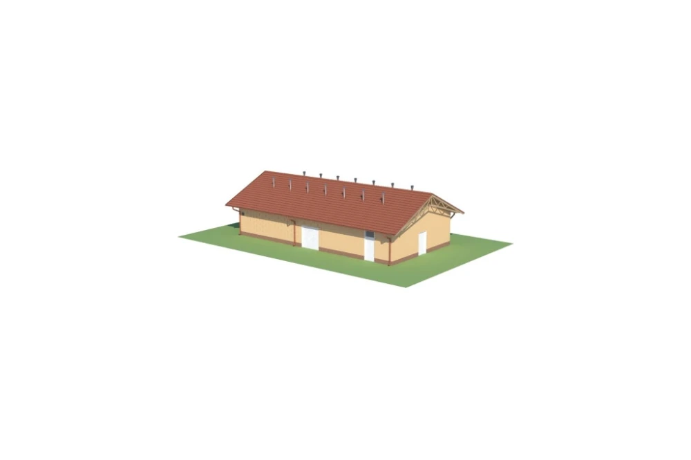 Projekt stajni LZG-84,  parterowy, niepodpiwniczony - model