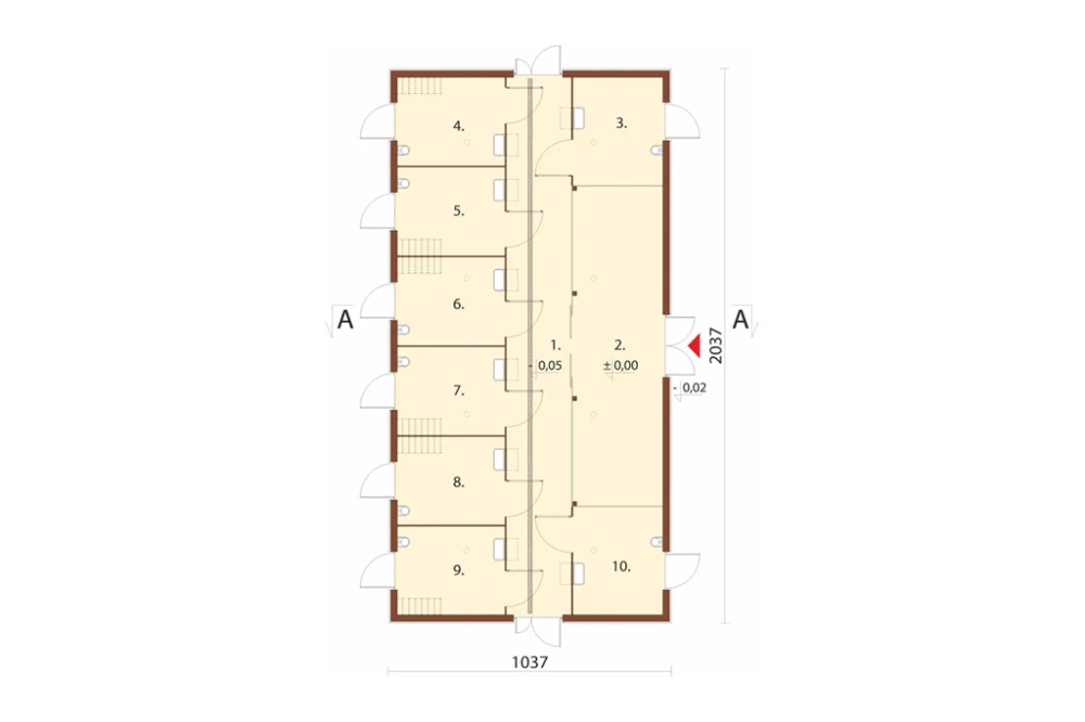 Projekt stajni LZG-85 B,  parterowy, bez podpiwniczenia - rzut parteru