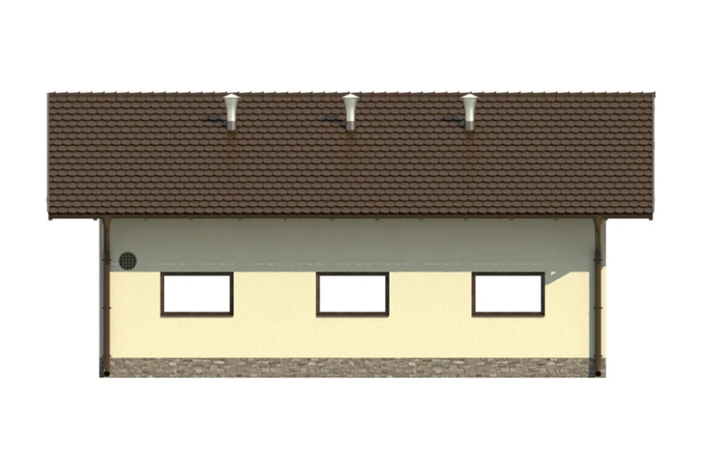 Projekt budynku gospodarczego LZG-88, parterowy, niepodpiwniczony - elewacja lewa