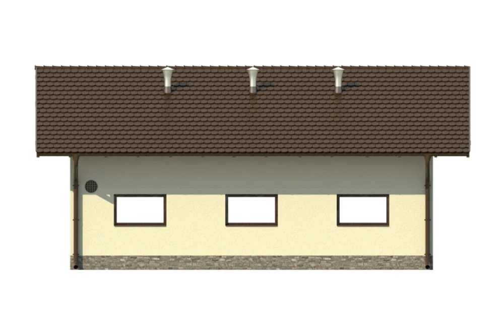 Projekt budynku gospodarczego LZG-88, parterowy, niepodpiwniczony - elewacja prawa
