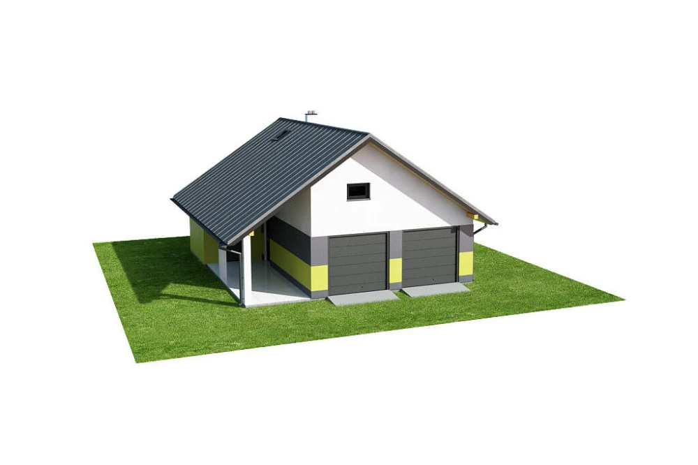 Projekt garażu dwustanowiskowego LZG-90, parterowy z poddaszem do adaptacji, niepodpiwniczony - model