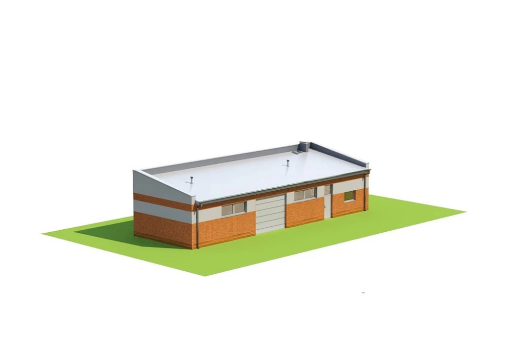 Projekt budynku magazynowo - gospodarczego LZG-98, parterowy, niepodpiwniczony - model