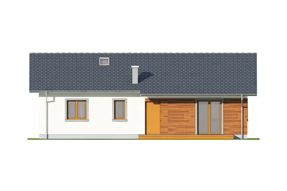 Projekt domu Celozja 1 DM-6616, parterowy, niepodpiwniczony, bez garażu - elewacja ogrodowa