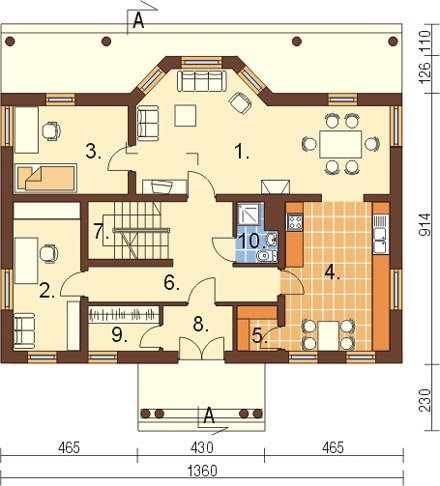 Projekt domu DM-6135 - rzut