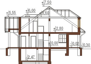 Projekt domu DM-6135 - przekrój