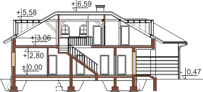 Projekt domu L-6454 - przekrój