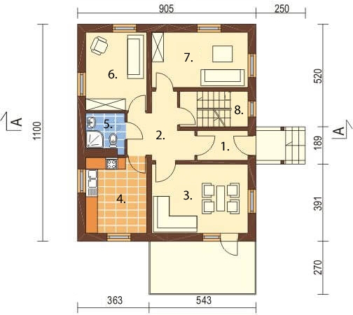 Projekt domu DM-6164 - rzut