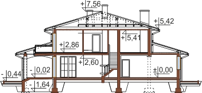 Projekt domu L-6490 - przekrój