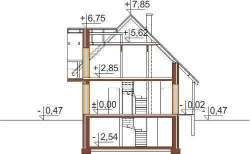 Projekt domu DM-6190 G - przekrój