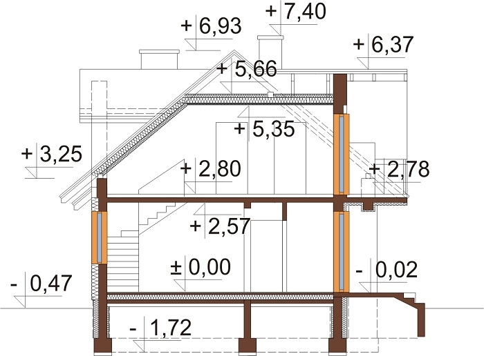 Projekt domu DM-6256 C - przekrój