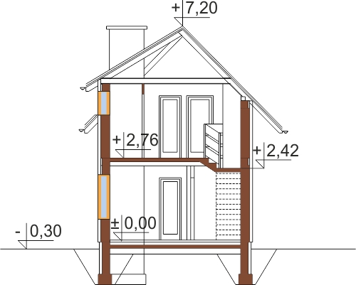 Projekt domu L-5588 C - przekrój