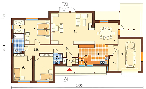 Projekt domu DM-5544 - rzut