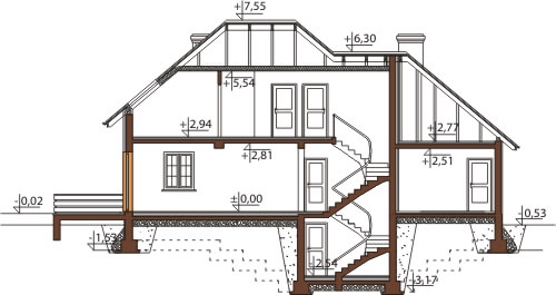Projekt domu DM-6426 B - przekrój