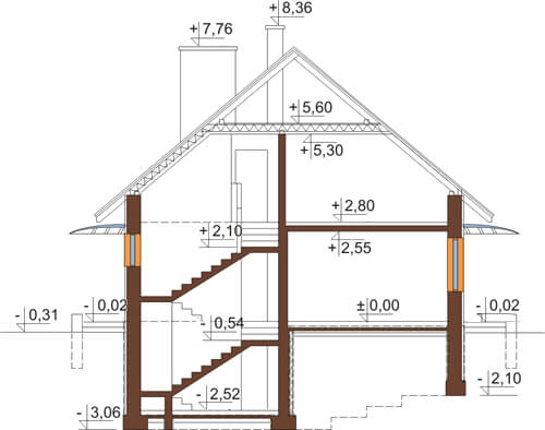 Projekt domu L-6520 - przekrój