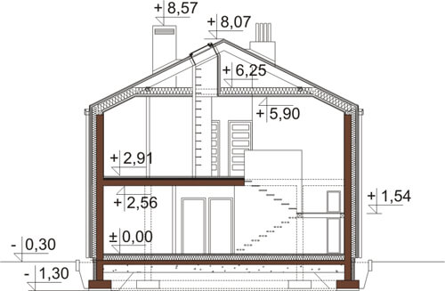 Projekt domu DM-6505 - przekrój