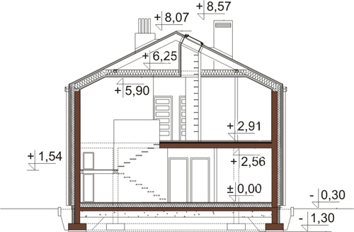 Projekt domu L-6505 - przekrój