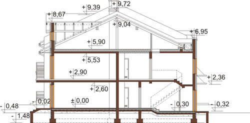 Projekt domu L-6502 - przekrój