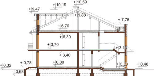 Projekt domu L-6502 - przekrój