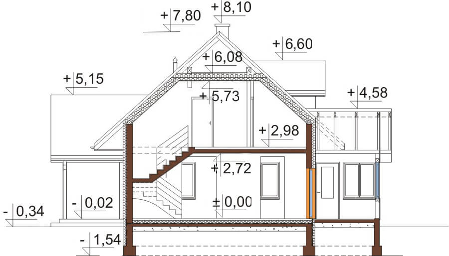Projekt domu L-6533 - przekrój