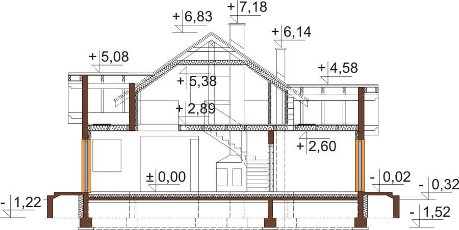 Projekt domu DM-6538 - przekrój