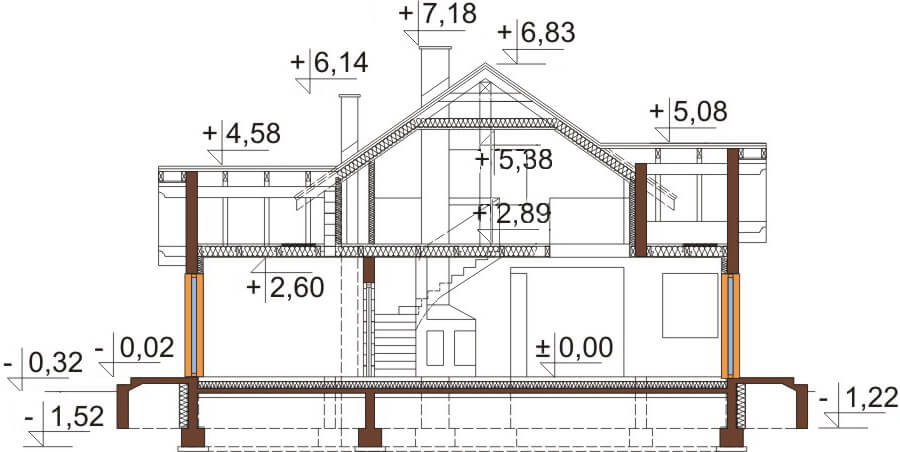 Projekt domu L-6538 - przekrój