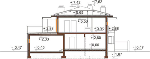 Projekt domu DM-6543 - przekrój