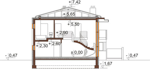 Projekt domu DM-6543 - przekrój