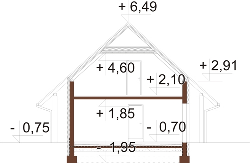 Projekt domu L-6574 - przekrój