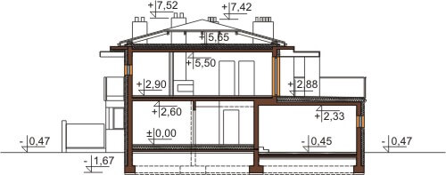 Projekt domu L-6543 - przekrój
