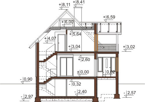 Projekt domu L-6559 - przekrój