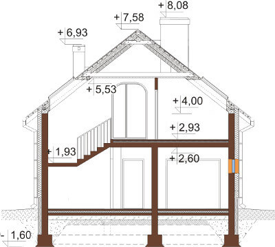 Projekt domu L-6568 - przekrój