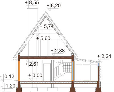 Projekt domu L-6580 - przekrój