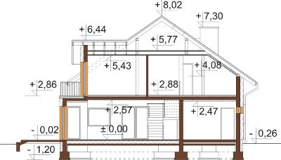 Projekt domu L-6553 - przekrój